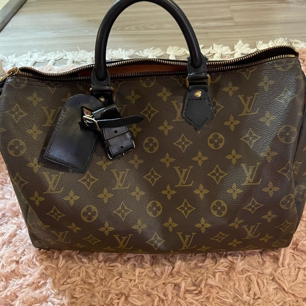 Louis Vuitton Brown Monogram Satchel with Gold Accents - Picture 15 of 15